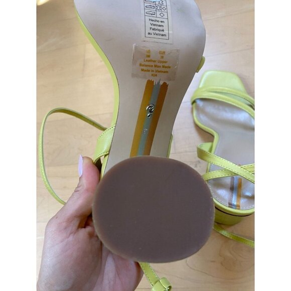 SAM Edelman Bnwot "Kia" Ankle Strap Block Heel Lime Green Women New - Picture 6 of 10